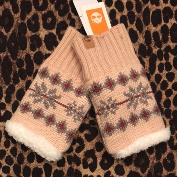 Timberland Accessories - Brand New Timberland Fair Isle Knit Fingerless Pink Gloves